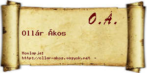 Ollár Ákos névjegykártya